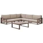Beliani-TIMOR-Loungeset 5-zits-Donkere houtkleur-FSC® acaciahout