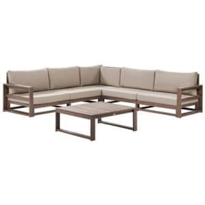 Beliani-TIMOR-Loungeset 5-zits-Donkere houtkleur-FSC® acaciahout