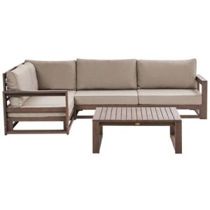 Beliani - TIMOR - Loungeset - Donkere houtkleur