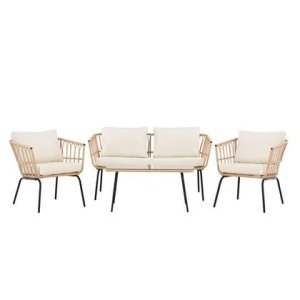 Fjôrd - Loungeset Naturel|Zwart Rotan - 72x142x72cm - Ortigia