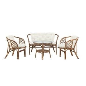 Fjôrd - Loungeset Off White|Bruin Rotan - 68x115x71cm - Wera