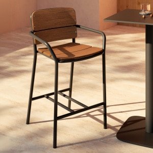 Kave Home Barstoel 'Algueret' Eucalyptushout (zithoogte 66cm)