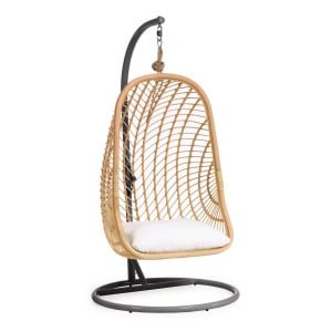 Kave Home Hangstoel 'Ekaterina' Met standaard, Rotan, kleur Naturel/Donkergrijs