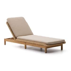 Kave Home Ligbed 'Galea' Teakhout en rattan