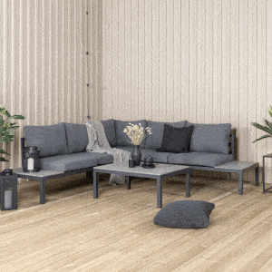 Nohr Loungeset 'Farzana' Met hoekbank en tafel, kleur Grijs/Zwart