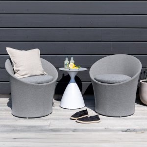 Nohr Loungeset 'Felica' Met 2 loungestoelen en tafel, kleur Grijs/Wit