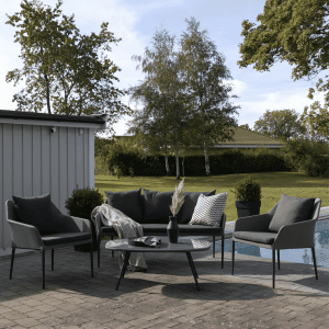 Nohr Loungeset 'Felica' Met bank, 2 loungestoelen en tafel, kleur Antraciet