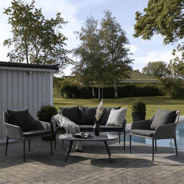 Nohr Loungeset 'Felica' Met bank, 2 loungestoelen en tafel, kleur Antraciet