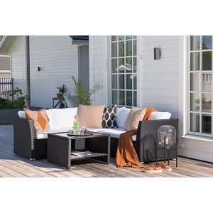 Nohr Loungeset 'Melandie' Met hoekbank en tafel, kleur Zwart/Wit