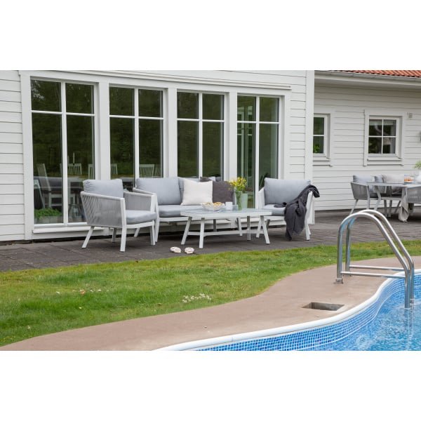 Nohr Loungeset 'Sauel' Met bank, 2 stoelen en tafel, kleur Grijs/Wit