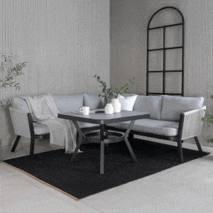 Nohr Loungeset 'Sauel' Met hoekbank en tafel, kleur Grijs/Zwart