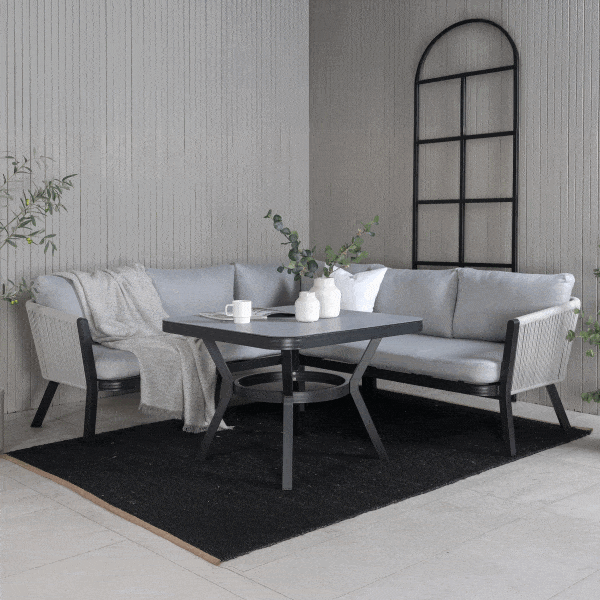 Nohr Loungeset 'Sauel' Met hoekbank en tafel, kleur Grijs/Zwart