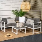 Nohr Loungeset 'Terah' Met hoekbank en tafel, kleur Grijs