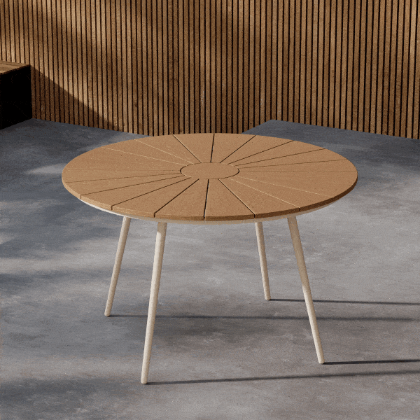 Nohr Ronde Tuintafel 'Perlita' 120cm, kleur Naturel/Beige