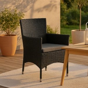 Nohr Tuinstoel 'Charnae' Wicker, kleur Zwart