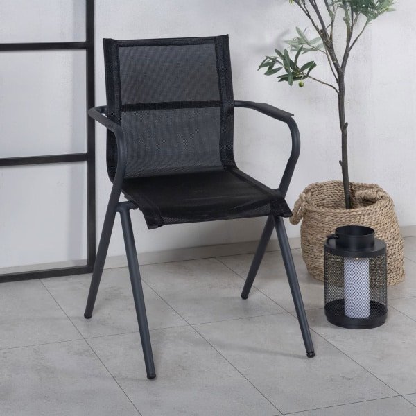 Nohr Tuinstoel 'Kinzie' Stapelbaar, kleur Zwart