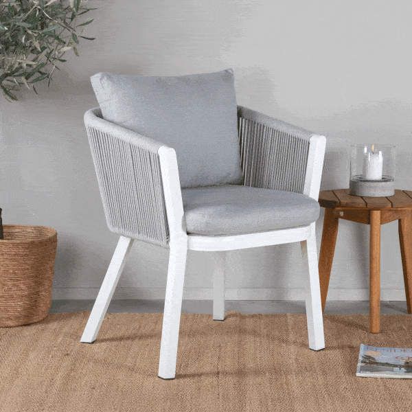 Nohr Tuinstoel 'Sauel' kleur Wit/Grijs