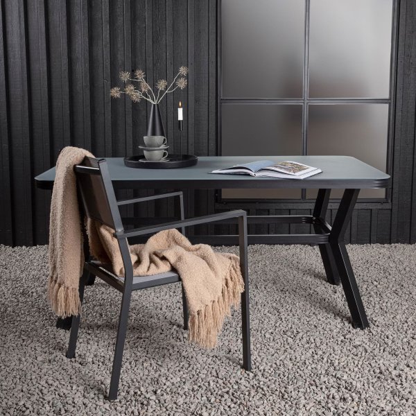 Nohr Tuintafel 'Sauel' Spraystone, 160 x 90cm, kleur Zwart