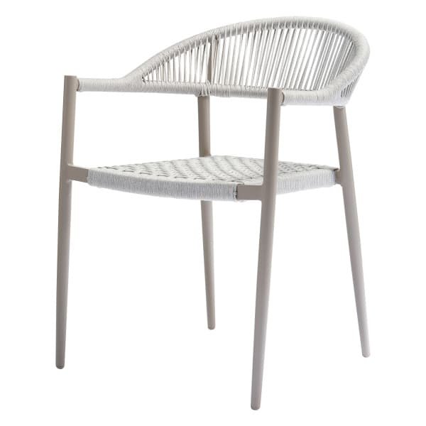 WOOOD Tuinstoel 'Yellow' Touw, kleur Lichtgrijs