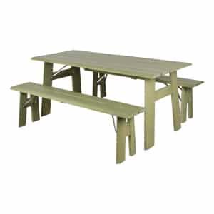 Zuiver Inklapbare Picknickset 'Avenue' Met tuintafel en 2 tuinbanken, kleur Desert Sage