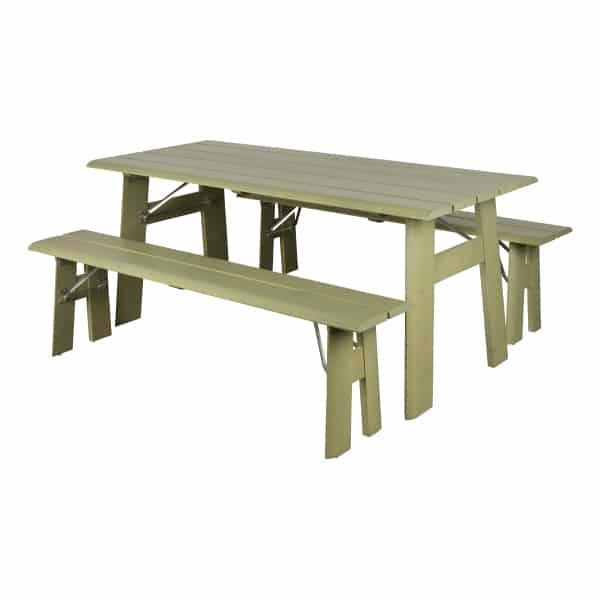Zuiver Inklapbare Picknickset 'Avenue' Met tuintafel en 2 tuinbanken, kleur Desert Sage