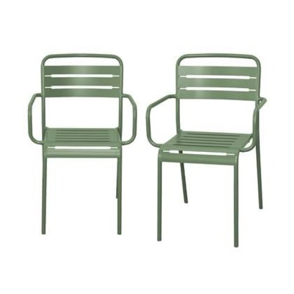 sweeek - Tuinstoelen metaal met armleuning (set van 2)