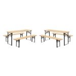 sweeek - Vouwbare tafel van dennenhout met 2 banken (set van 2)