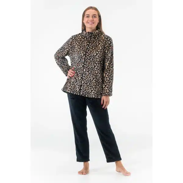 Gaubert dames huispak Fleece - Loungeset met rits - Vrouwen warm pyjama pak - loungewear