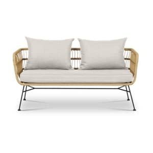 Lisomme Dax rotan tuinbank zand - met zitkussens