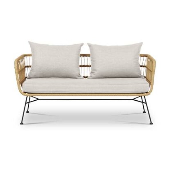 Lisomme Dax rotan tuinbank zand - met zitkussens