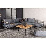 Nohr Loungeset Kinda Teakhout, Met hoekbank en tafel - Grijs