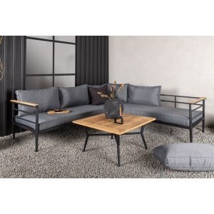 Nohr Loungeset Kinda Teakhout, Met hoekbank en tafel - Grijs