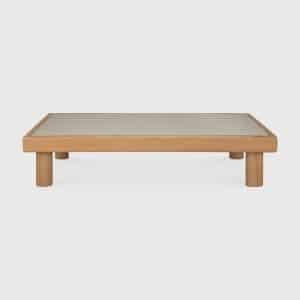 Ethnicraft Outdoor Salontafel Monocle Teakhout en Beton, 120 x 83cm - Lichtgrijs