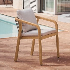 Kave Home Eetkamerstoel 'Malaret' Eucalyptushout en gevlochten touw, kleur Beige