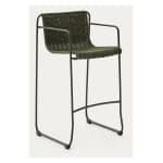 Kave Home Outdoor Barkruk 'Maurina' Touw en staal, kleur Groen (zithoogte 75cm)