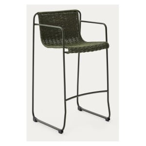 Kave Home Outdoor Barkruk 'Maurina' Touw en staal, kleur Groen (zithoogte 75cm)