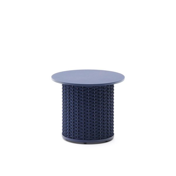 Kave Home Outdoor Bijzettafel Sedalis Aluminium en touw, 50cm - Donkerblauw - Rond