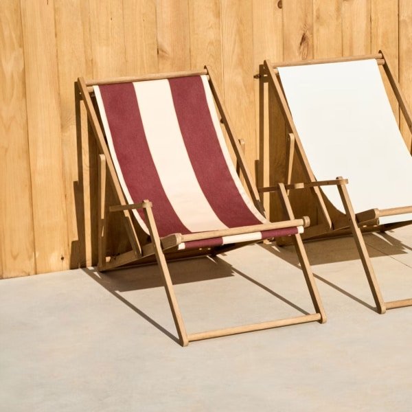 Kave Home Strandstoel 'Vilara' Acaciahout, kleur Rood/Beige