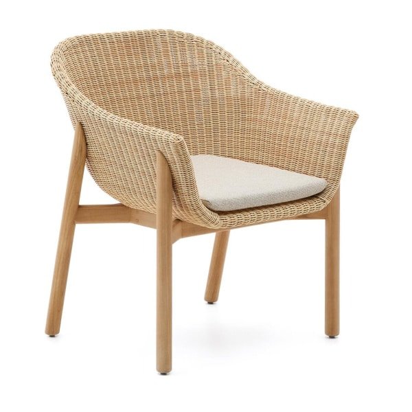 Kave Home Tuinstoel 'Galea' Teakhout en rattan