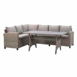 Leen Bakker - Loungeset Dining Blanes - Metaal/ - 73x180x240 Cm - Wicker - Grijs