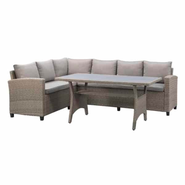 Leen Bakker - Loungeset Dining Blanes - Metaal/ - 73x180x240 Cm - Wicker - Grijs
