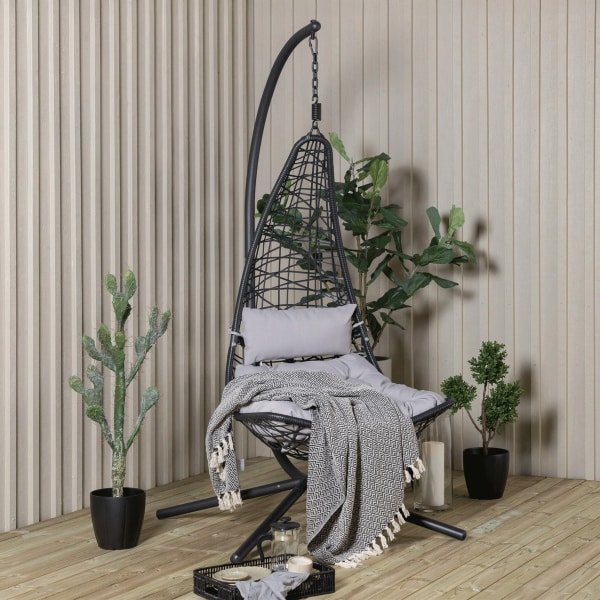 Nohr Hangstoel 'Natausha' Wicker, kleur Zwart