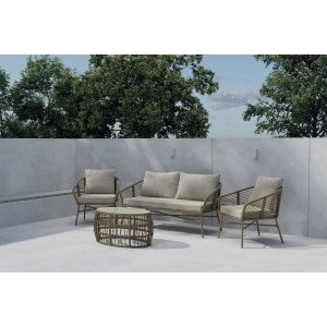 Nohr Loungeset Clare Met bank, 2 stoelen en tafel - Beige/Bruin