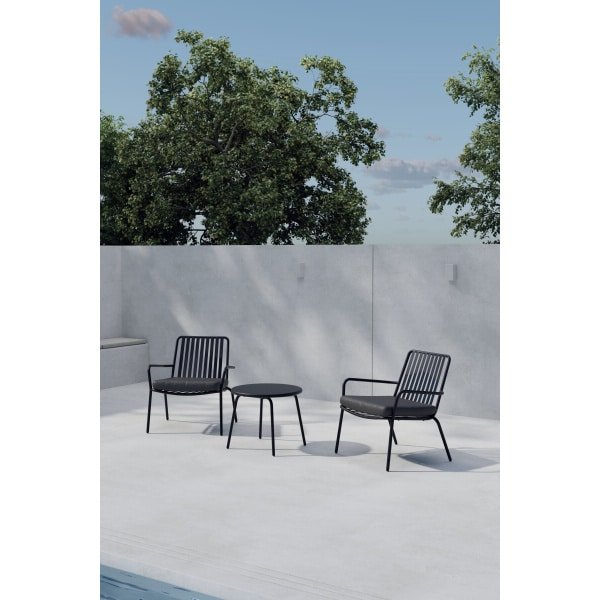 Nohr Loungeset Gared Met 2 stoelen en tafel - Zwart