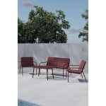 Nohr Loungeset Shayn Met bank, 2 stoelen en tafel - Burgundy