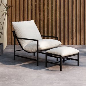 Nohr Loungestoel 'Antrone' Met hocker, kleur Zwart