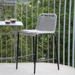 Nohr Outdoor Barkruk 'Karlene' kleur Lichtgrijs (zithoogte 61cm)