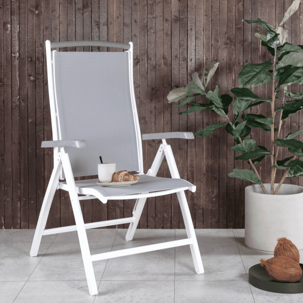 Nohr Verstelbare Tuinstoel 'Candise' kleur Wit/Grijs