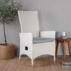 Nohr Verstelbare Tuinstoel 'Davinia' Wicker, kleur Wit