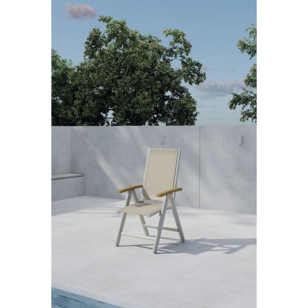 Nohr Verstelbare Tuinstoel Taysha - Beige/Teak